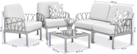 RAKI Set mobilier gradina/terasa, canapea dubla, 2 fotolii, masa, modular, polipropilena, culoare antracit [4]