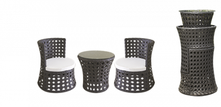 Seturi - RAKI Set mobilier terasa PALMA masa rotunda 50xh50cm cu 2 fotolii din ratan sintetic