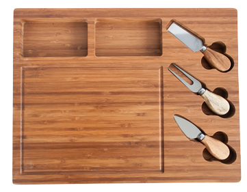 Platouri lemn - RAKI Set platou cu cutite pentru branzeturi