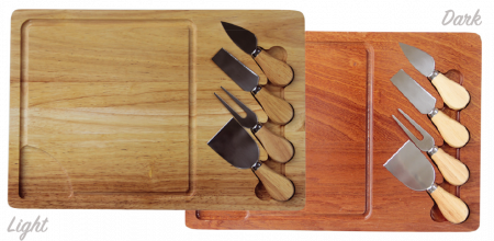 Platouri lemn - RAKI Set platou lemn cu cutite servit branzeturi 38x26xh1,9cm mahon
