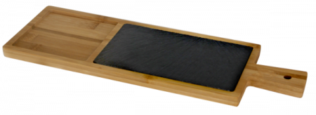 Platouri combinate - RAKI Set Platou prezentare si servire 40x13x1,5cm bambus cu placa ardezie