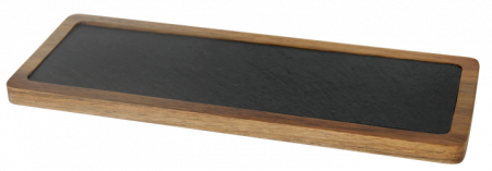 Platouri combinate - RAKI Set Platou servire ardezie 31x9cm cu suport lemn 33x12x1,5cm