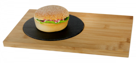 Platouri combinate - RAKI Set Platou servire bambus 30x25x1,5cm cu placa ardezie 16cm rotunda