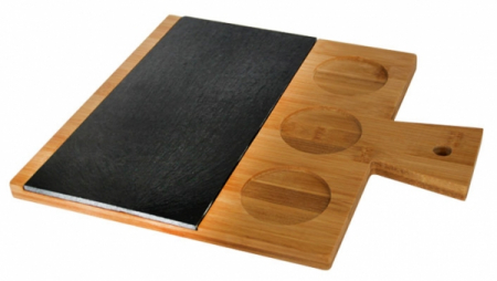 Platouri combinate - RAKI Set Platou servire bambus 35x30x1,5cm cu placa ardezie 30x15cm