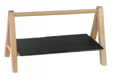 Display-uri si suporturi - RAKI Set Platou servire din ardezie 25x14cm cu suport lemn 28x14x16cm
