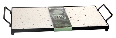 Platouri combinate - RAKI Set Platou servire din terrazzo 32x18cm suport metalic cu manere 37,5x18,5x5cm