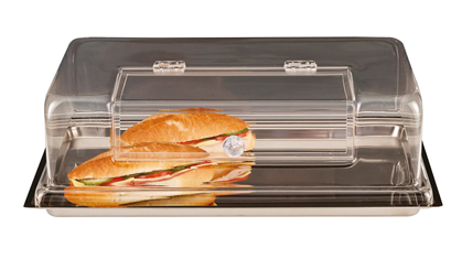 Display-uri si suporturi - RAKI Set servire bufet platou GN 1/1 cu capac acrilic, 56x36xh16cm