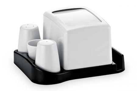 Servirea mesei - RAKI Set suport servetele masa cu solnita si pipernita, 20x19xh12cm