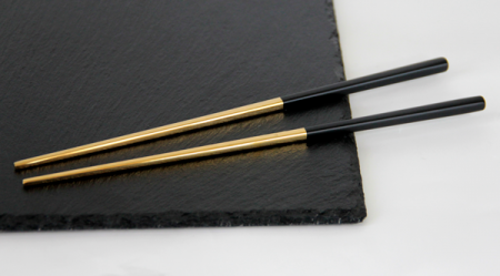 RAKI SHIBUI Betisoare japoneze, set de 2 bete, chopsticks, negru/auriu [1]
