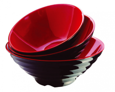 Servirea mesei - RAKI SHIBUI Castron melamina D20xh7,4cm, negru/rosu