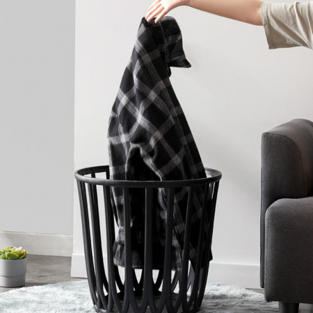 RAKI SHIWA Taburet/cos de rufe negru rotund, D45xh44cm, plastic [1]