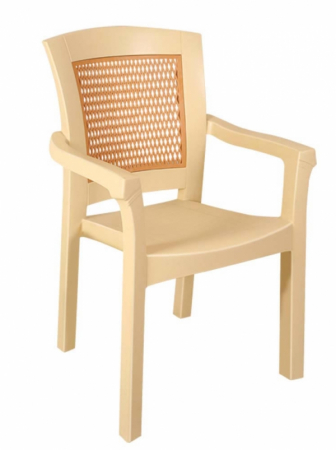 Produse - RAKI SIDE Scaun cu brate gradina, terasa, plastic, bej, 56x51xh90cm