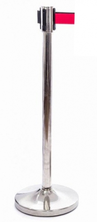 Organizare - RAKI Stalp delimitare si directionare h90cm, cu banda retractabila de 190cm, crom