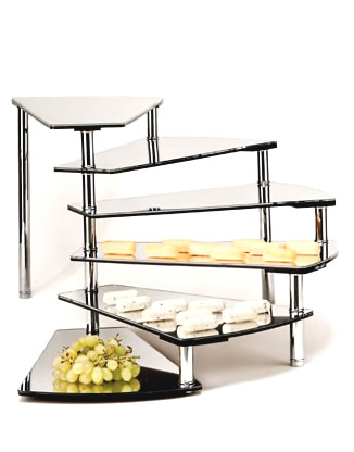 Display-uri si suporturi - RAKI Stand expunere bufet cu 6 niveluri oglinda, h37,5cm