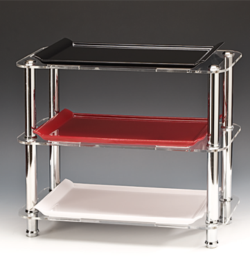 Display-uri si suporturi - RAKI Stand expunere cu 3 niveluri si tavi melamina, 49x26xh39cm