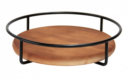 Display-uri si suporturi - RAKI Stand prezentare bufet rotund, metal/lemn, D25xh6cm