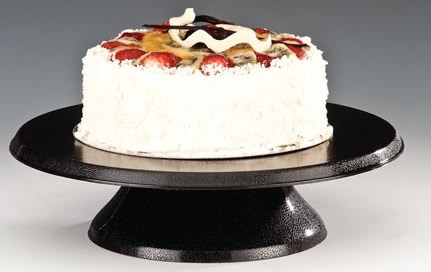 Display-uri si suporturi - RAKI Stand rotativ ornare si prezentare tort, D30cm, policarbonat negru