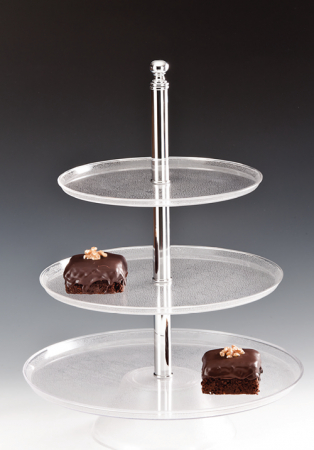 Display-uri si suporturi - RAKI Stand rotund de prezentare, D35xh50cm, 3 niveluri D35/D30/D25cm, policarbonat