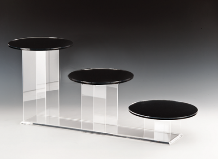 Display-uri si suporturi - RAKI Stand triplu prezentare torturi, cu suprafata oglinda, D25xh30cm/D25xh20cm/D25xh10cm