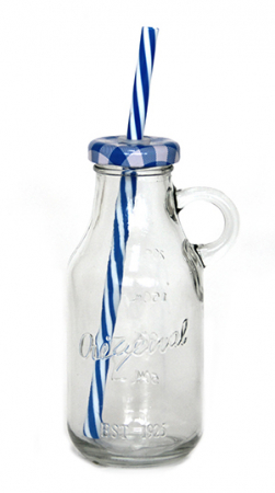Produse - RAKI Sticla cu pai si capac pentru bauturi, 250ml, din sticla