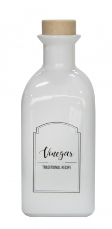 Servirea mesei - RAKI Sticla otet oliviera cu dop de pluta, 700ml, culoare alba