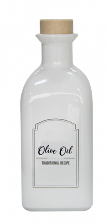 Servirea mesei - RAKI Sticla ulei oliviera cu dop pluta, 250ml, culoare alba