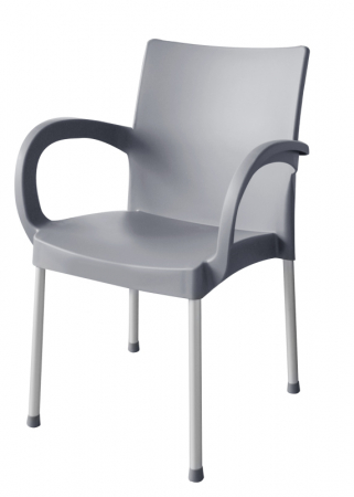 Produse - RAKI SUMELA Scaun gradina cu brate, gri, plastic, picioare aluminiu, 46x47xh81cm