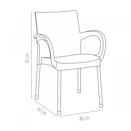 RAKI SUMELA Scaun gradina cu brate, gri, plastic, picioare aluminiu, 46x47xh81cm [1]