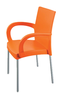 RAKI SUMELA Scaun gradina cu brate, portocaliu, plastic, picioare aluminiu, 46x47xh81cm [1]