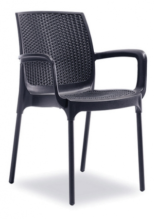 Produse - RAKI SUNSET RATTAN Scaun gradina, terasa cu brate, D57xH84xW57xSH45cm, din polipropilena/fibra sticla culoare antracit