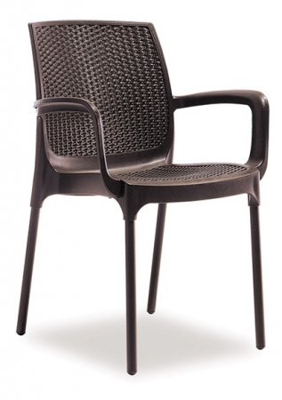 Produse - RAKI SUNSET RATTAN Scaun gradina, terasa cu brate, D57xH84xW57xSH45cm, din polipropilena/fibra sticla culoare cafea