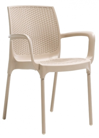 Produse - RAKI SUNSET RATTAN Scaun gradina, terasa cu brate, D57xH84xW57xSH45cm, din polipropilena/fibra sticla culoare cappuccino