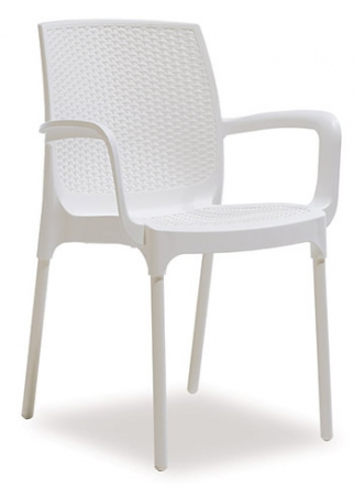 Produse - RAKI SUNSET RATTAN Scaun gradina, terasa cu brate, D57xH84xW57xSH45cm, polipropilena/fibra sticla culoare alba