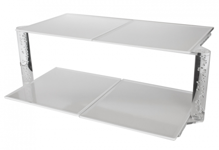 Display-uri si suporturi - RAKI Suport acrilic cu patru tavi melamina patrate albe, 67x40xh22cm, 2 niveluri