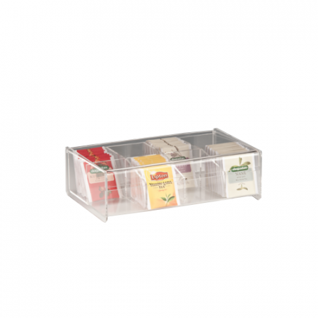 Display-uri si suporturi - RAKI Suport acrilic pentru pliculete ceai, cu 8 compartimente, 27,5x17xh8,5cm