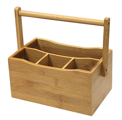 Display-uri si suporturi - RAKI Suport bambus cu 4 compartimente tacamuri si sticle oliviere 25,2x15xh24cm