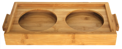 Display-uri si suporturi - RAKI Suport bambus pentru 2 borcane 38x20xh5cm