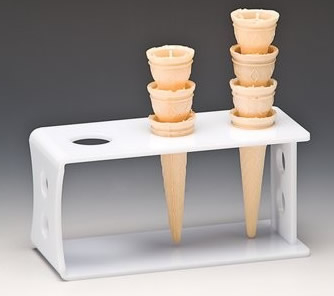 Display-uri si suporturi - RAKI Suport cornete inghetata cu 3 orificii, 19x8xh10,5cm, acril, alb