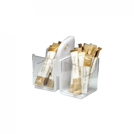Display-uri si suporturi - RAKI Suport cu 2 compartimene pentru pliculete zahar, 13x7xh11,5cm, policarbonat