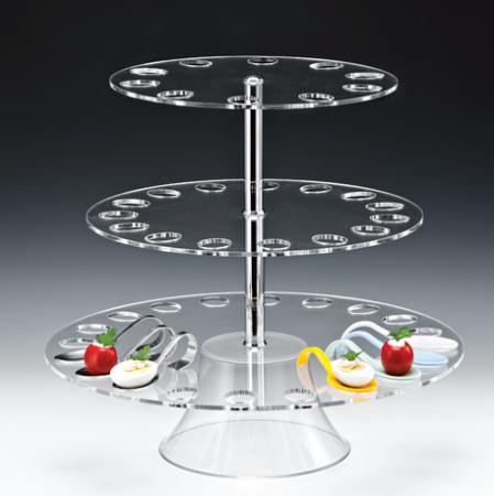Display-uri si suporturi - RAKI Suport pentru linguri de gustare, D49xh63cm, 45 compartimente, 3 niveluri, acrilic