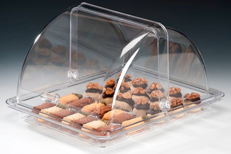 Display-uri si suporturi - RAKI Tava din policarbonat GN 1/2 cu capac rolltop, 34x28xh21cm