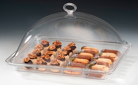 Display-uri si suporturi - RAKI Tava policarbonat GN1/2 cu capac acrilic, 34x28xh17cm