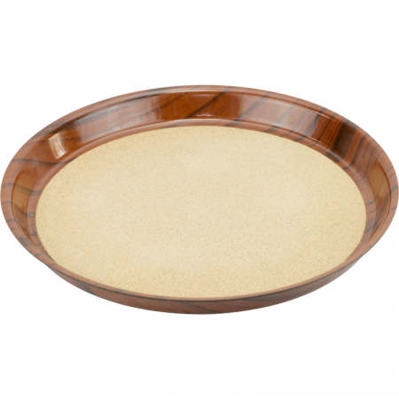 Servirea mesei - RAKI Tava servire rotunda adanca, cu baza din pluta, D36xh3cm, culoare maro, plastic imitarie lemn nuc