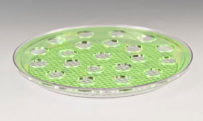Tavi servire - RAKI Tava servire shot-uri pentru 21 pahare, D34cm, policarbonat, verde neon