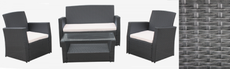 Mobilier HoReCa - RAKI TERESINA Set mobilier terasa, gradina din poliratan 4 piese, masa, canapea si 2 fotolii gri