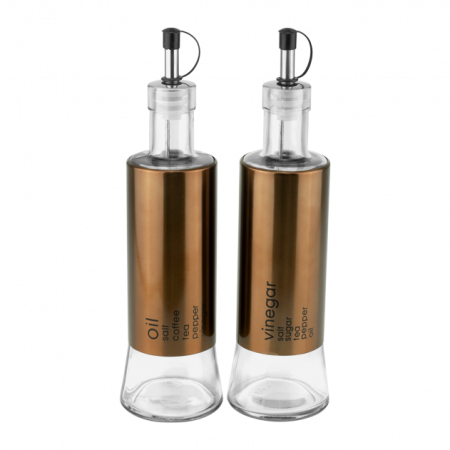 Servirea mesei - RAKI TOP Set 2 sticle pentru ulei si otet, 2x320ml, din sticla, culoare bronz