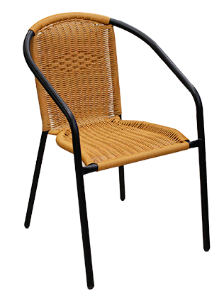 Scaune si fotolii - RAKI TORRES BISTRO Scaun cu brate cafenea, poliratan maro, cadru metalic negru, 56x56xh72cm