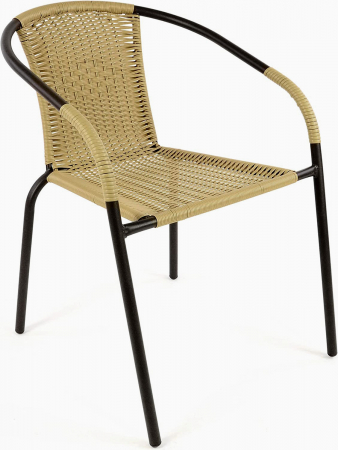 Scaune si fotolii - RAKI TORRES BISTRO Scaun cu brate bistro/cafenea, impletitura poliratan bej, cadru metalic negru, 56x56xh72cm