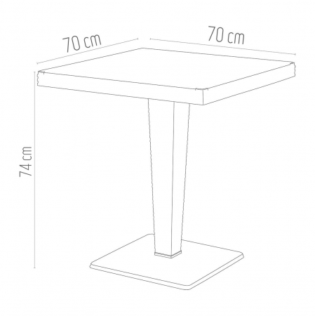 RAKI TOSCANA Masa patrata alba, 70x70xh74cm, plastic cu textura tip ratan, blat din sticla, baza metalica [4]