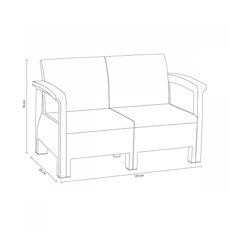 RAKI TOSCANA Set gradina 4 piese, canapea dubla, 2 fotolii si masa, maro, plastic tip ratan [2]